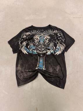 Xzavier Unlimited Skull Cross Wings Graphic Print T-Shirt